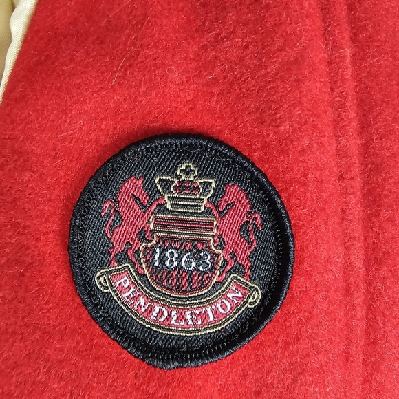 Pendleton Women Hudson Bay Red Wool Car Coat Sz M Striped Lining Water Repellent - Picture 9 of 16